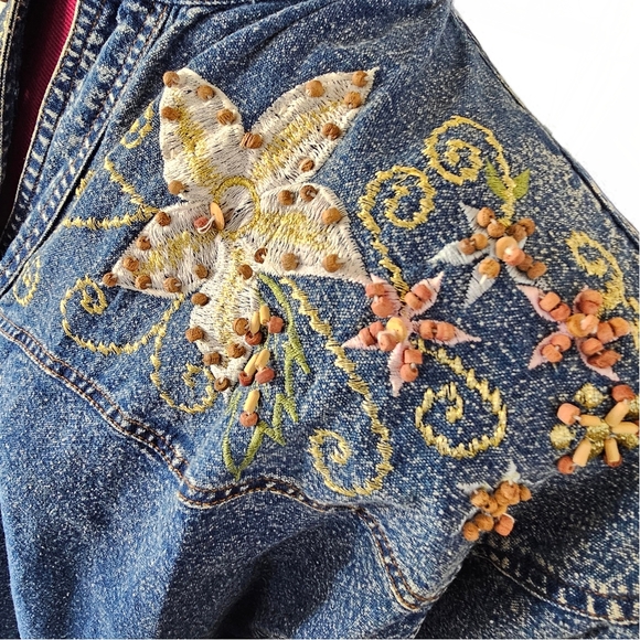 Pretty Bleu 1990s Vintage Womens Cottage Shirt Medium Acid Wash Denim - Picture 4 of 14